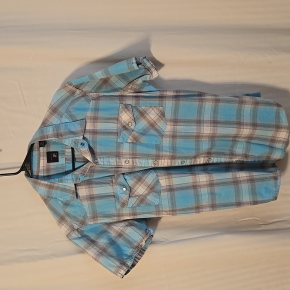 Western, plaid, snap front, short sleeved, shirt - Picture 1 of 5